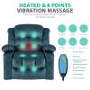 36.6" Wide Velvet Manual Swivel Rocker Heating Massage Recliner Chair with Cupholders