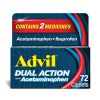 Advil Dual Action With Acetaminophen Ibuprofen Tablets;  72 Count