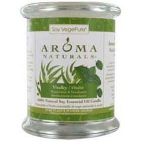 Vitality Aromatherapy By Vitality Aromatherapy One 3x3.5 Inch Medium Glass Pillar Soy Aromatherapy Candle. Uses The Essential Oils Of Peppermint & Euc