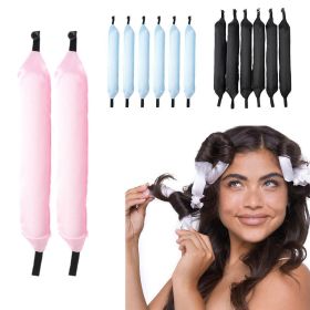 6pcs/set Soft Satin Pillow Rollers Hair Rollers Sleep Hair Styling Tools Hair Curler Rollers Magic Women Kids Curl Flexi Rods (Color: Blue)